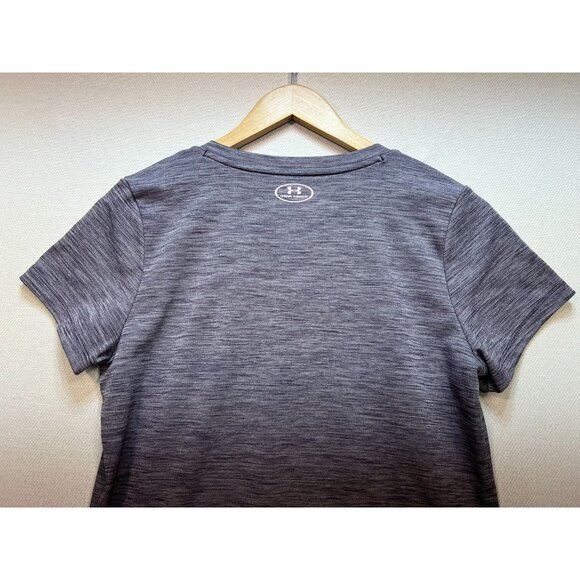 Under Armour Women V-Neck T-Shirt Medium Gray  Short Sleeve Activewear Heat Gear - Picture 9 of 11